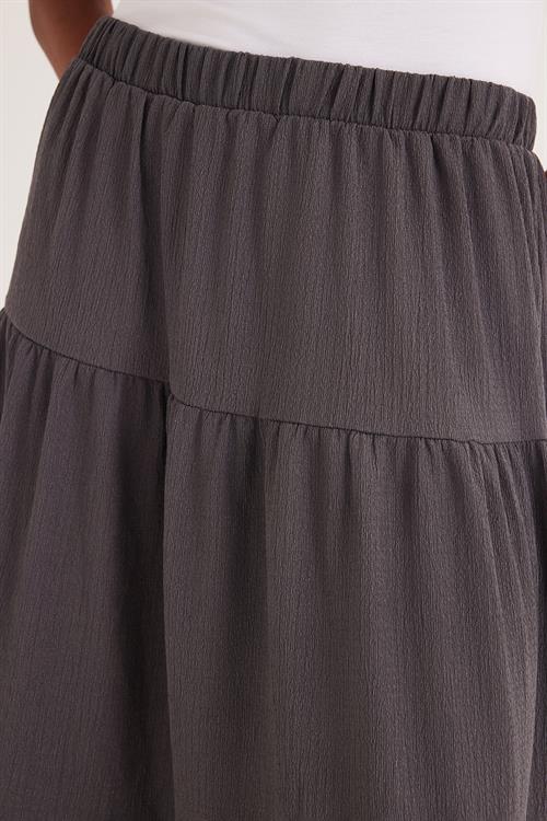Kadın Regular Fit Pamuklu Düz Antrasit Etek