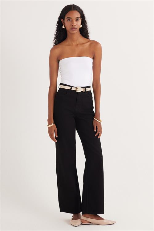 Kadın Slim Fit Dar Kesim Straplez Beyaz Body