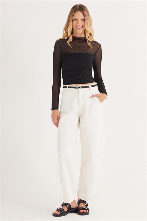 Kadın Slim Fit Dar Kesim Bisiklet Yaka Siyah Body