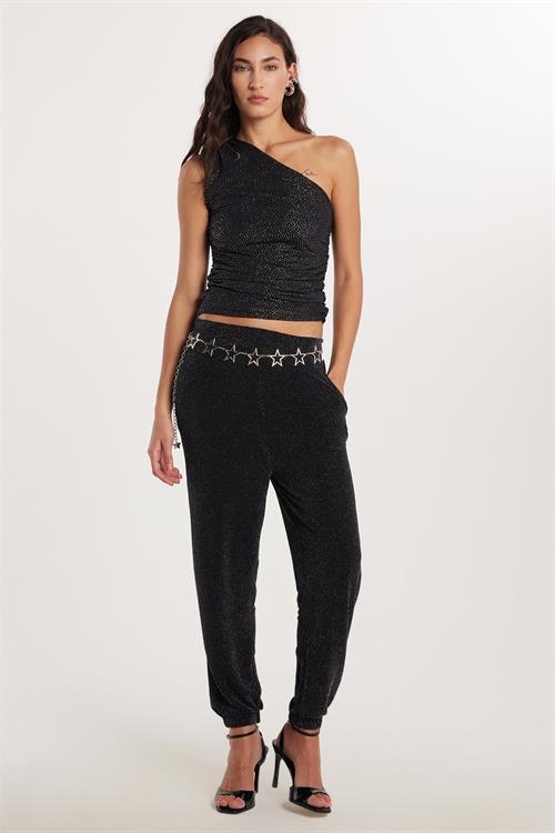 Kadın Slim Fit Dar Kesim Lastikli Paça Siyah Pantolon