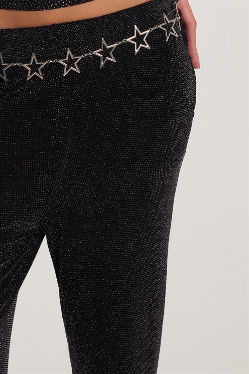 Kadın Slim Fit Dar Kesim Lastikli Paça Siyah Pantolon