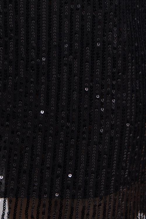 Kadın Slim Fit Dar Kesim Uzun Kol Bisiklet Yaka Düz Siyah Elbise