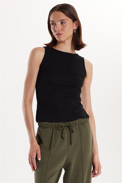 Kadın Modal Kumaş Slim Fit Dar Kesim Beli Lastikli Bağcıklı Haki Pantolon