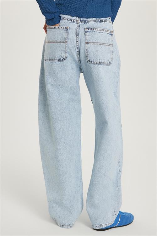 Kadın Regular Fit Yan Cepli Baggy Balon Mavi Jean Kot Pantolon