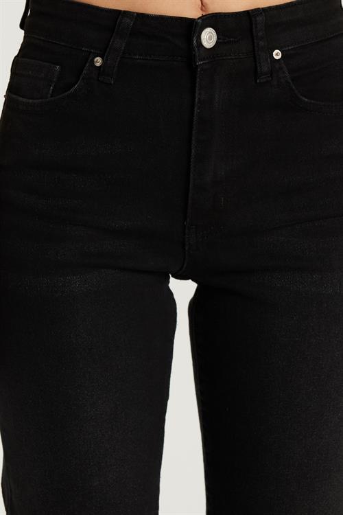 Kadın Slim Fit Dar Kesim Kısa Boru Paça Füme Jean Kot Pantolon 