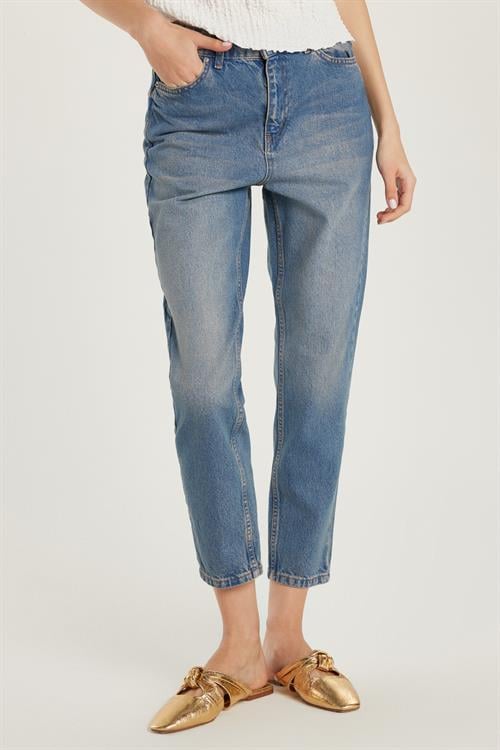 Kadın Regular Fit Boru Paça Füme Jean Kot Pantolon