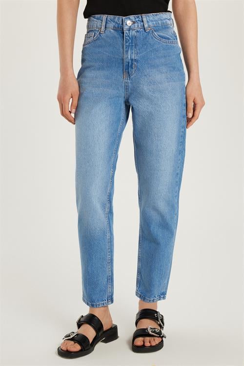 Kadın Regular Fit Boru Paça Mavi Jean Kot Pantolon