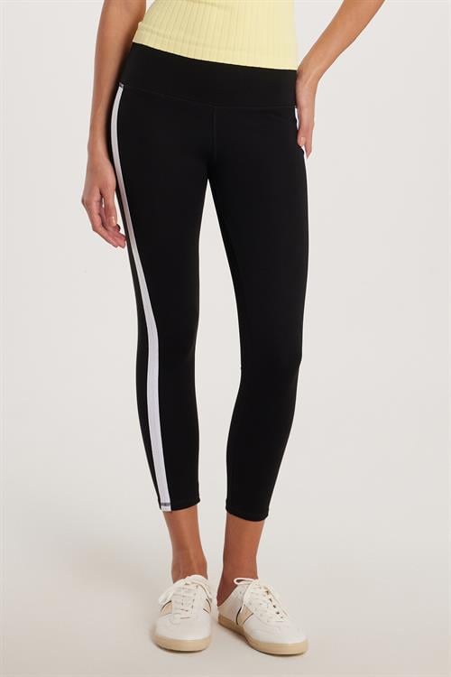 Kadın Slim Fit Dar Kesim Çizgili Dar Paça Siyah Tayt