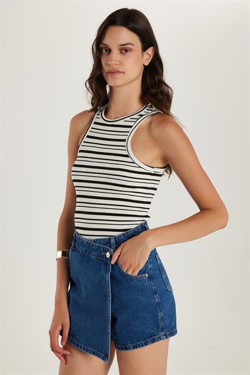 Kadın Slim Fit Dar Kesim Bisiklet Yaka Body Atlet