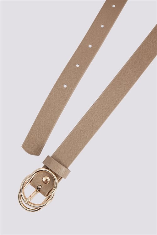 Kadın 110cm Gold Tokalı Bej Kadın Kemer 