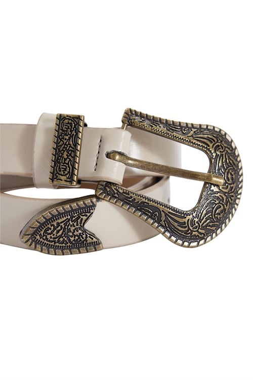 Kadın Antik Altın Renk Tokalı 110cm Vizon Kadın Kemer