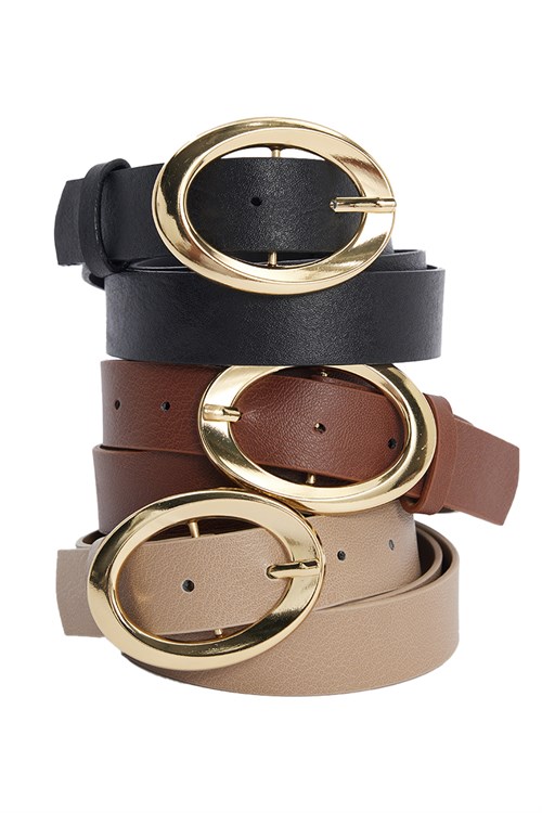 Kadın 3 cm 3lü Set Siyah-Bej-Kahverengi Kemer