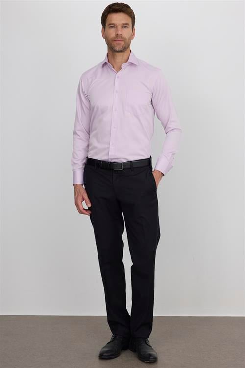 Erkek Regular Fit Klasik Kesim Pamuklu Düz Pembe Gömlek