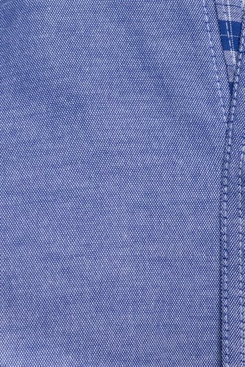 Erkek Regular Fit Klasik Kesim Pamuklu Oxford Doku Tek Cepli Sax Mavi Düğmeli Yaka Gömlek