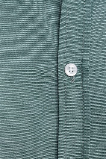 Erkek Regular Fit Klasik Kesim Oxford Doku Yaka Düğmeli Cepli Nakışlı Yeşil Gömlek