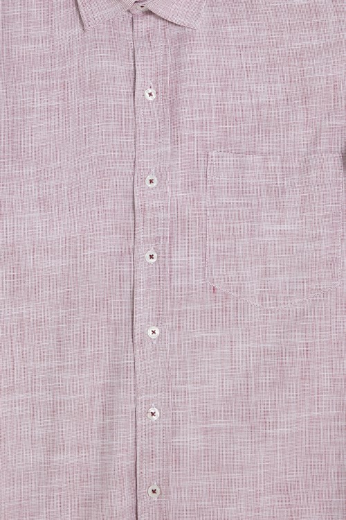 Erkek Regular Fit Klasik Kesim Oversize %100 Pamuk Keten Doku Bordo Gömlek