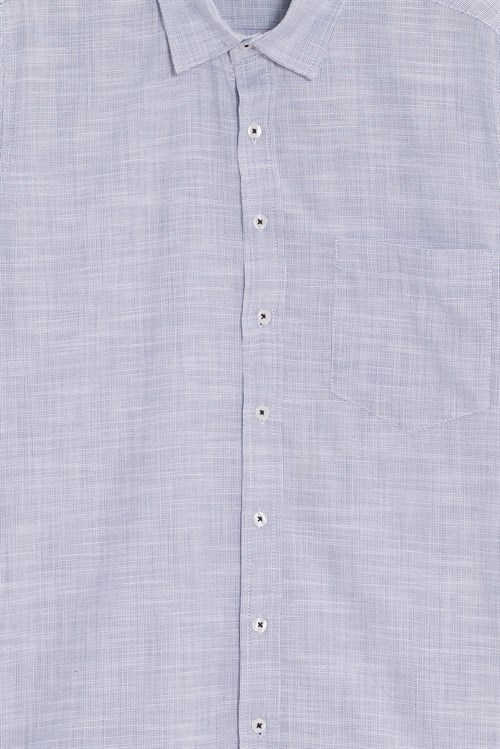 Erkek Regular Fit Klasik Kesim Oversize %100 Pamuk Keten Doku Lacivert Gömlek