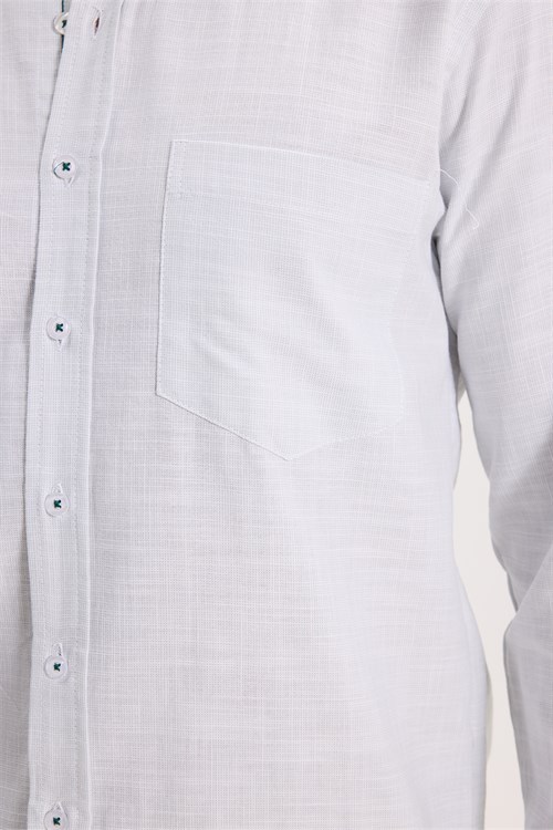 Erkek Regular Fit Klasik Kesim Oversize %100 Pamuk Keten Doku Yeşil Gömlek