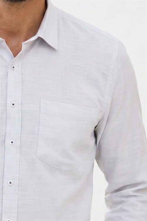 Erkek Regular Fit Klasik Kesim Oversize %100 Pamuk Keten Doku Yeşil Gömlek