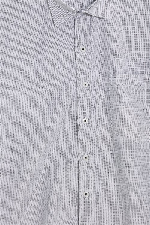 Erkek Regular Fit Klasik Kesim Oversize %100 Pamuk Keten Doku Gri Gömlek