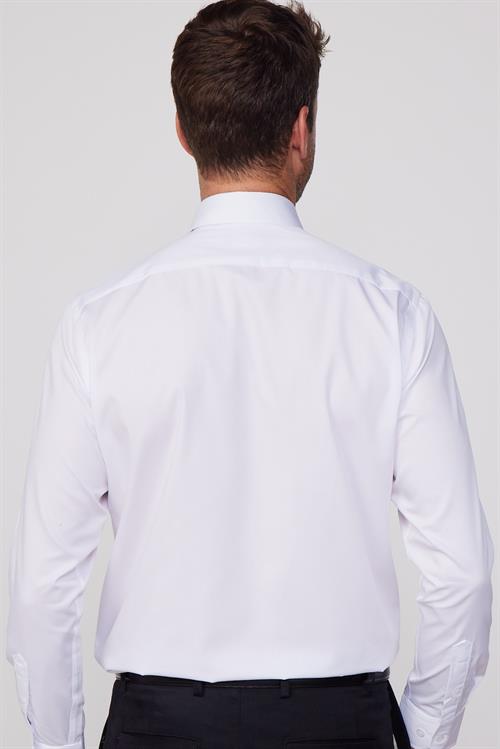 Regular Fit Beyaz Non-Iron %100 Pamuk Doğa Dostu Ekoteks Belgeli Ütü Gerektirmez Gömlek