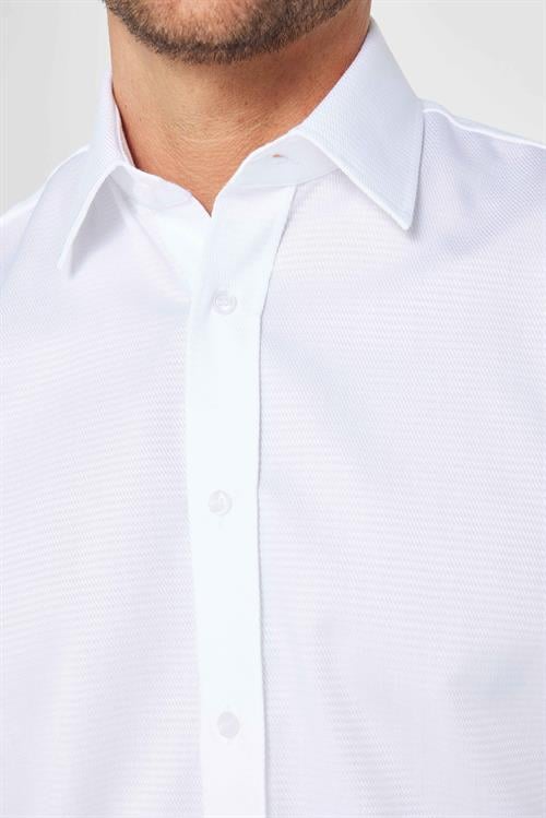 Regular Fit Beyaz Non-Iron %100 Pamuk Doğa Dostu Ekoteks Belgeli Ütü Gerektirmez Gömlek
