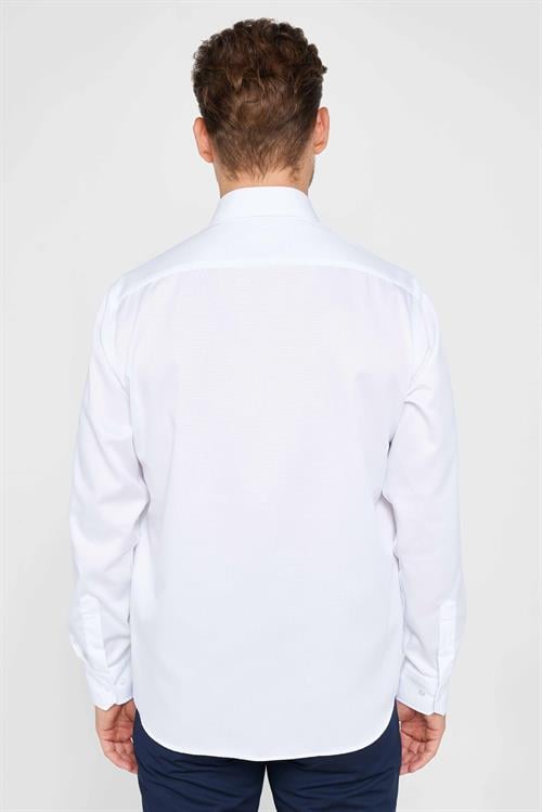 Regular Fit Beyaz Non-Iron %100 Pamuk Doğa Dostu Ekoteks Belgeli Ütü Gerektirmez Gömlek