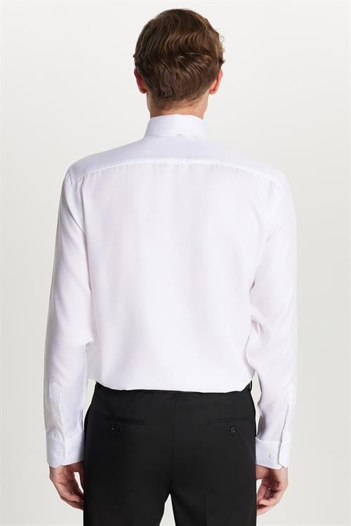 Regular Fit Beyaz Non-Iron %100 Pamuk Doğa Dostu Ekoteks Belgeli Ütü Gerektirmez Gömlek