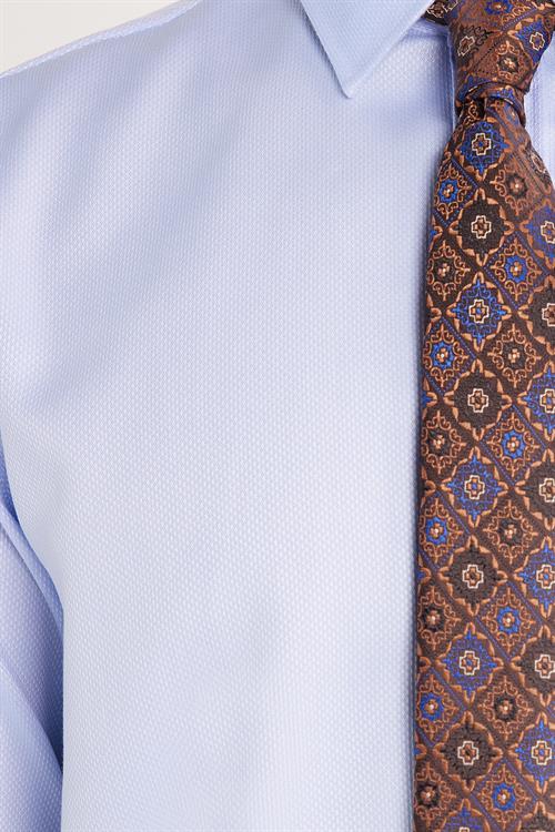 Regular Fit Mavi Non-Iron %100 Pamuk Doğa Dostu Ekoteks Belgeli Ütü Gerektirmez Gömlek