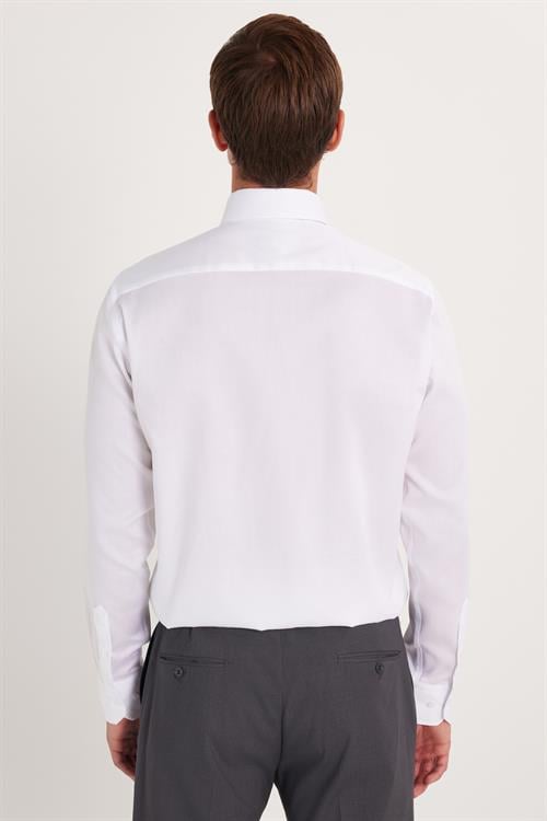 Regular Fit Beyaz Non-Iron %100 Pamuk Doğa Dostu Ekoteks Belgeli Ütü Gerektirmez Gömlek