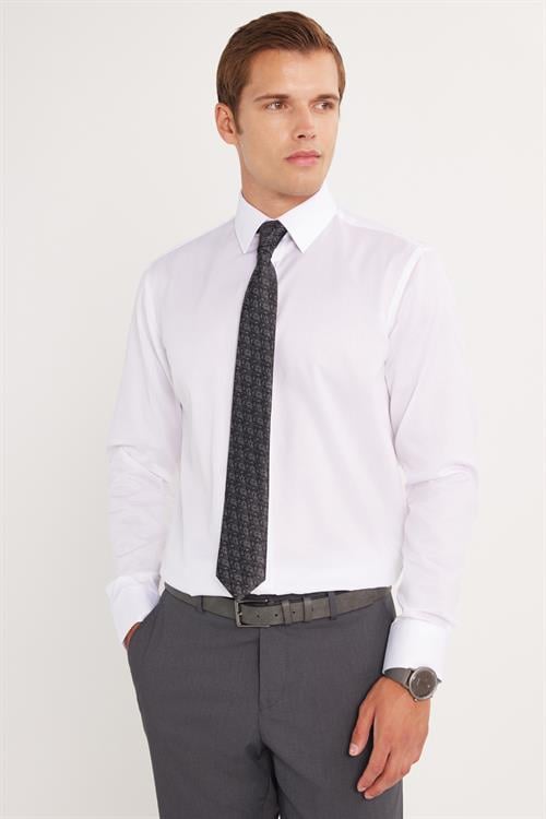 Regular Fit Beyaz Non-Iron %100 Pamuk Doğa Dostu Ekoteks Belgeli Ütü Gerektirmez Gömlek