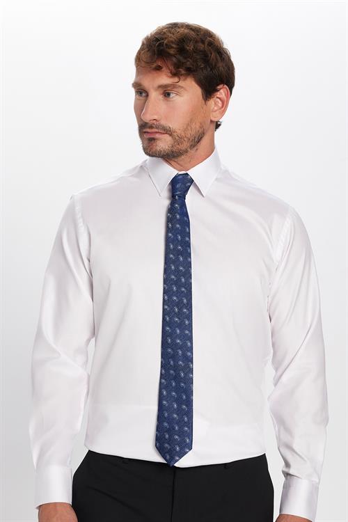 Erkek Regular Fit Klasik Kesim Beyaz Non-Iron Pamuklu Ütü Gerektirmez Gömlek