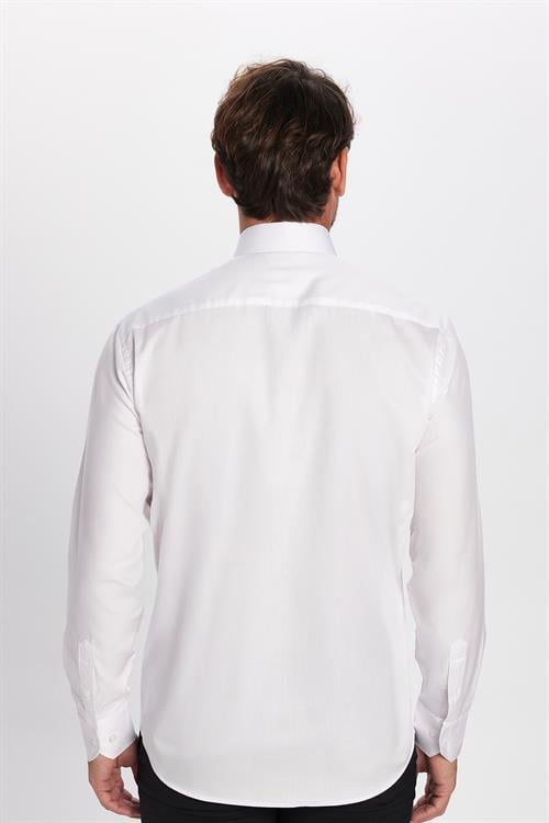 Erkek Regular Fit Klasik Kesim Beyaz Non-Iron Pamuklu Ütü Gerektirmez Gömlek