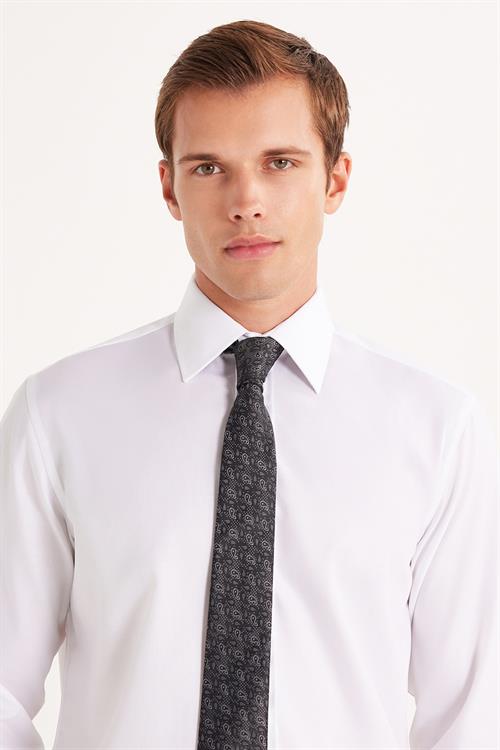 Erkek Regular Fit Beyaz Non-Iron %100 Pamuk Doğa Dostu Ekoteks Belgeli Ütü Gerektirmez Beyaz Gömlek