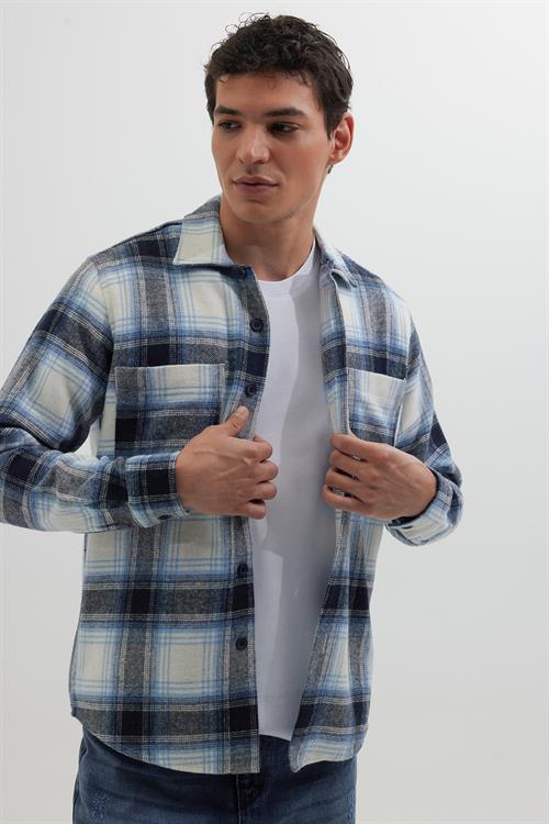 Erkek Regular Fit Normal Kesim Çift Cepli Kışlık Oduncu Kareli Gömlek