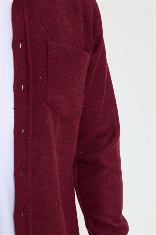 Erkek Regular Fit Klasik Kesim Düz Cepli Koyu Bordo Oduncu Gömlek
