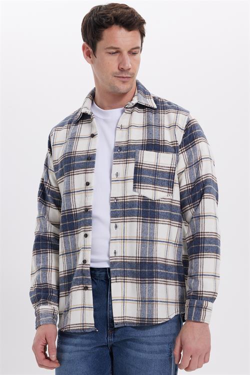Erkek Regular Fit Rahat Kesim Kışlık Kareli Oduncu Gömlek