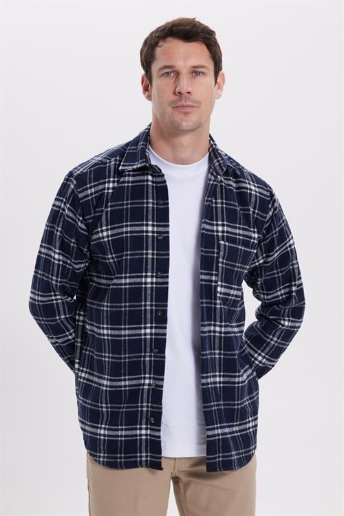 Erkek Regular Fit Rahat Kesim Kışlık Kareli Oduncu Gömlek