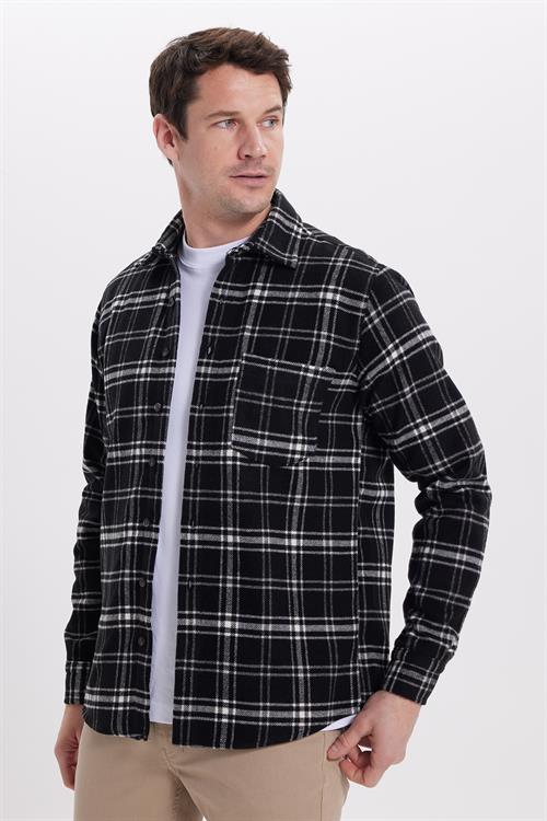 Erkek Regular Fit Rahat Kesim Kışlık Kareli Oduncu Gömlek