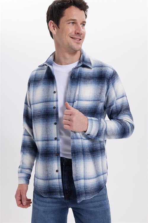 Erkek Regular Fit Rahat Kesim Kışlık Kareli Oduncu Gömlek