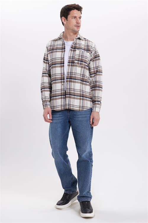 Erkek Regular Fit Rahat Kesim Kışlık Kareli Oduncu Gömlek