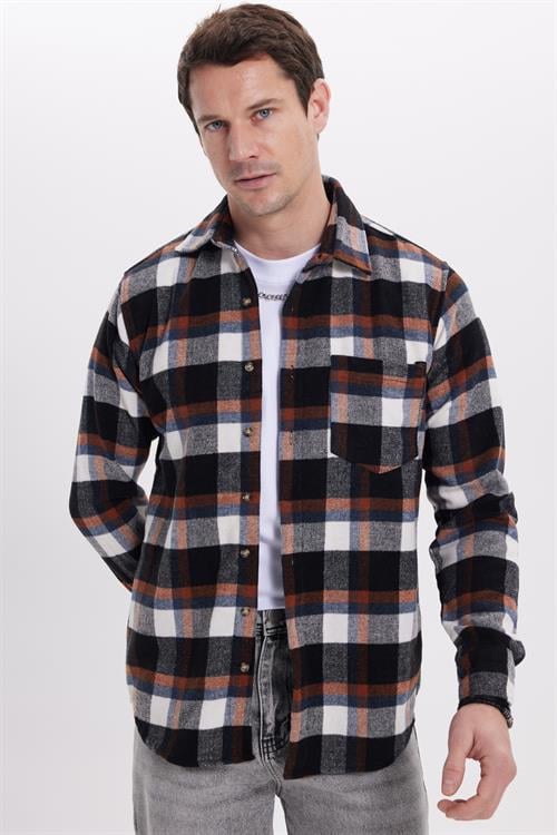 Erkek Regular Fit Rahat Kesim Kışlık Kareli Oduncu Gömlek