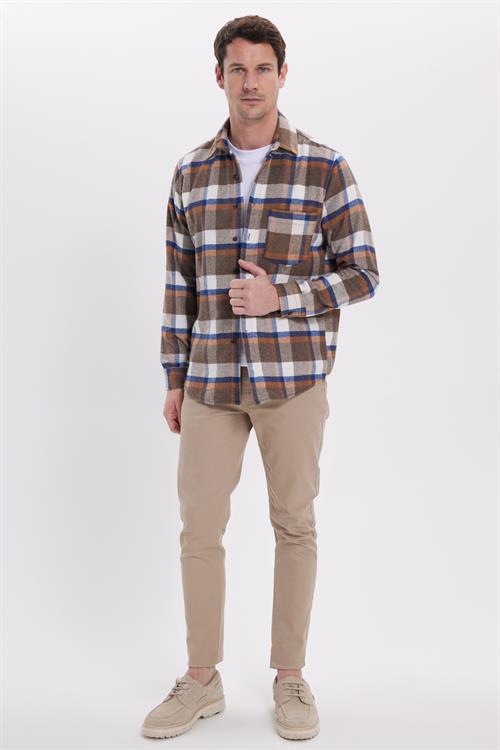 Erkek Regular Fit Rahat Kesim Kışlık Kareli Oduncu Gömlek