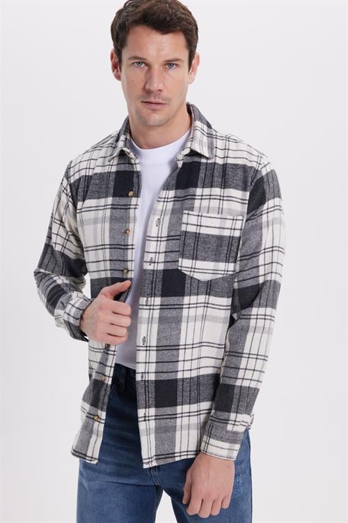 Erkek Regular Fit Rahat Kesim Kışlık Kareli Oduncu Gömlek