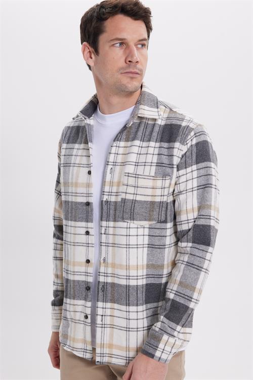Erkek Regular Fit Rahat Kesim Kışlık Kareli Oduncu Gömlek