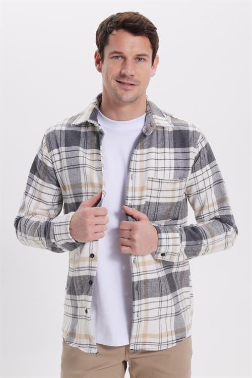 Erkek Regular Fit Rahat Kesim Kışlık Kareli Oduncu Gömlek