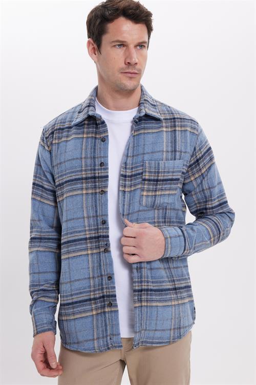 Erkek Regular Fit Rahat Kesim Kışlık Kareli Oduncu Gömlek