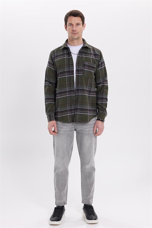 Erkek Regular Fit Rahat Kesim Kışlık Kareli Oduncu Gömlek