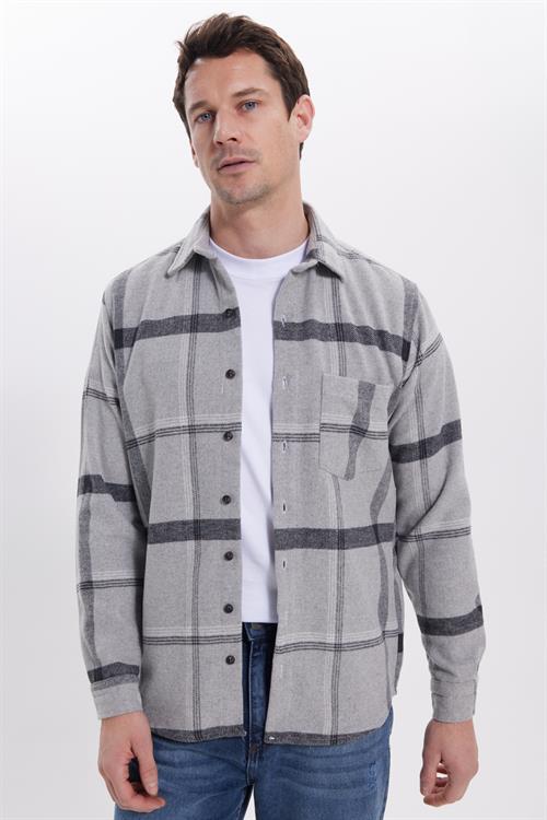 Erkek Regular Fit Rahat Kesim Kışlık Kareli Oduncu Gömlek