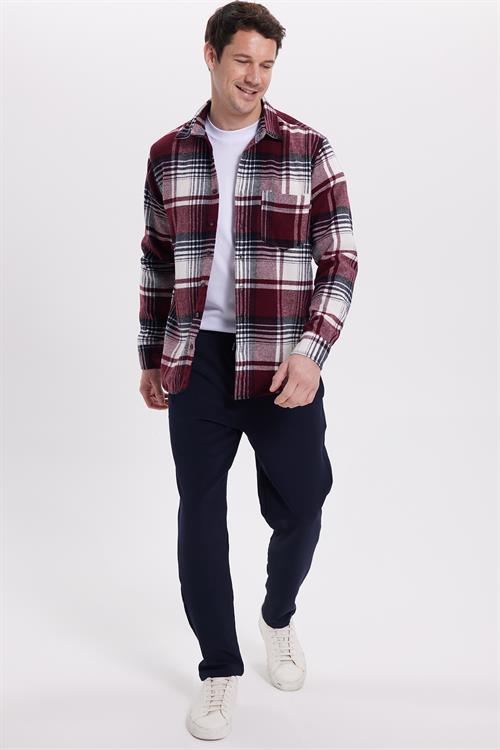 Erkek Regular Fit Rahat Kesim Kışlık Kareli Oduncu Gömlek